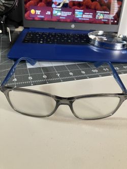 Ray - Ban RB 7047 56[]17 Optic Eyeglasses With A Transparent Gray  Frame & Blue Temples … 