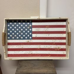 American Flag Decorative Serving Tray - Red, White & Blue