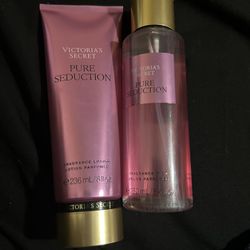 Victoria’s Secret Perfume And Lotion, Pink, Large Bottles 