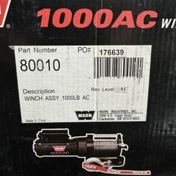 Warn Winch 1000lb 110/115 Volt Brand New 1000AC