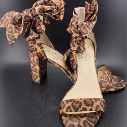 Jessica Simpson Cadith Tie Up Heels Cheetah Print