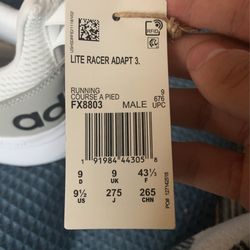 adidas lite racer adapt 3 (9.5 unworn)