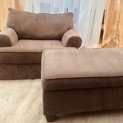 Ashley Monaghan Chair and Ottoman-Brown