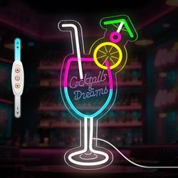 NEW Cocktails and Dreams Neon Sign LED Wall Decor Bar Dimmable for Bar Pub Night Club, Man Cave Decoration Party Cocktail