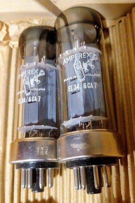 Pair Nib Nos Amperex Bugle Boy El34 Metal Base Audio Tubes