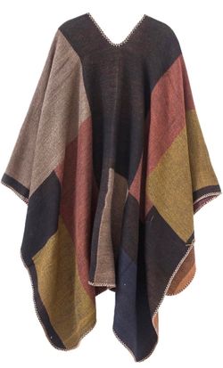 Women’s Color Block Shawl Wrap Open Front  Poncho Cape One Size Fits All Many Available 