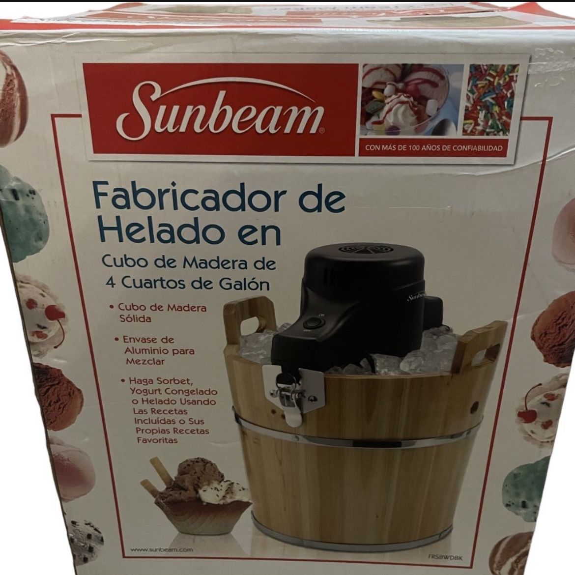 Sunbeam 4 quart wooden bucket ice cream maker sale
