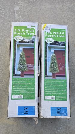 Two 5 Ft Pre-lit Porch Christmas Tree