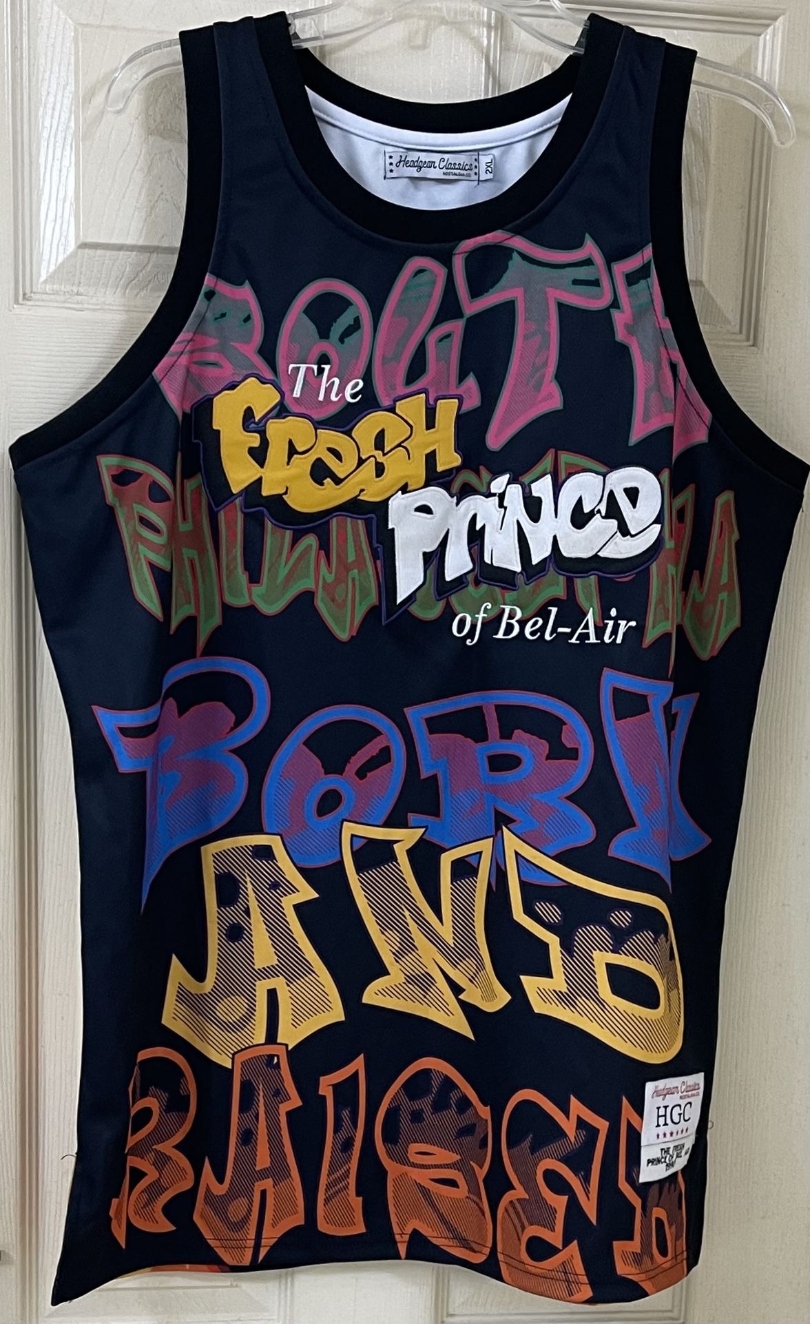 FRESH PRINCE BEL-AIR BLACK Headgear Classics Basketball Jersey size 2XL