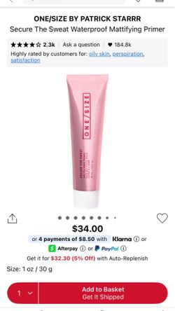 ONE/SIZE Secure The Sweat Waterproof Mattifying Primer