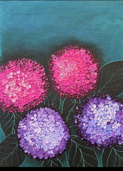Textured hydrangeas Painting (18x24’’)