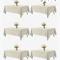 Polyester ivory rectangles set of 6 table cloths new 