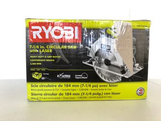 RYOBI 15 Amp Corded 7-1/4 in. Circular Saw with EXACTLINE Laser Alignment System, 24T Carbide Tipped Blade, Edge Guide and Bag