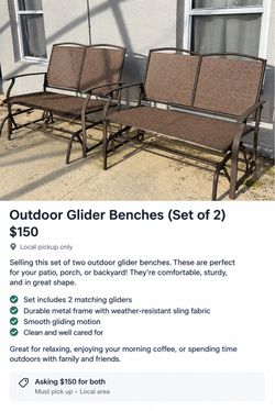 Outdoor Glider Benches (Set of 2)