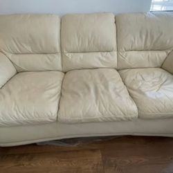 Nice White Leather Sofa Couch 
