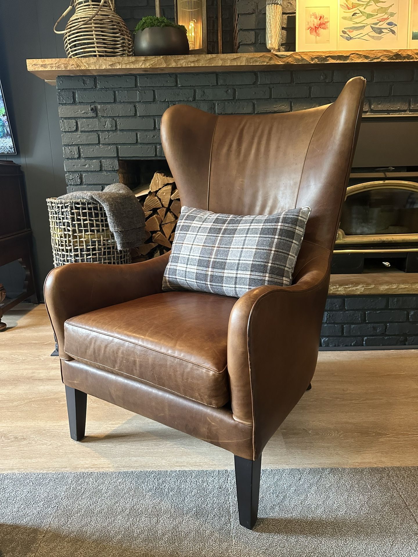 Crate And barrel Gabo Leather Wingback