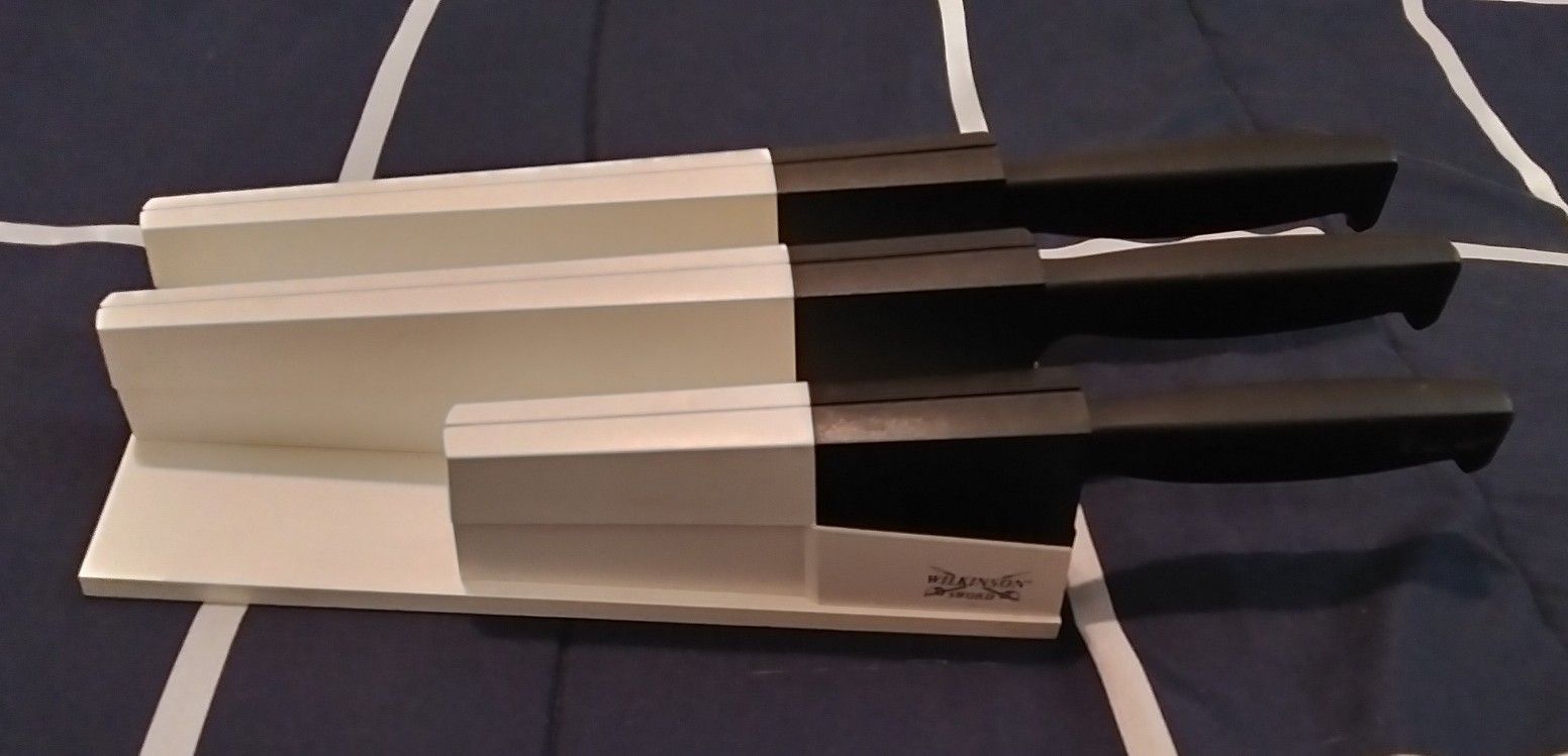 3 Wilkinson Sword Kitchen Knives w/Self Sharpening Holder