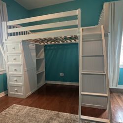 White Twin Loft Bed 