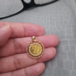 Gold Coin With Bezel 