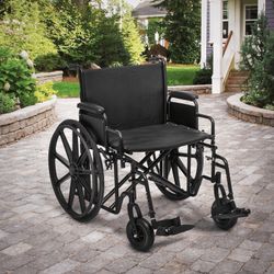 monicare *FDA APPROVED* Foldable Manual Transport Medical Wheelchair, Leather Seat and Adjustable Swing-Away Footrest for Adults, Black