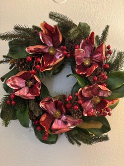 Briful 24” Christmas Magnolia Flower Wreath