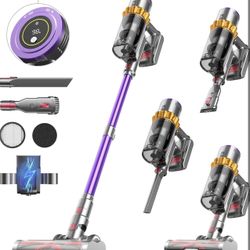 Cordless Vacuum Cleaner, 550W/45Kpa/70Mins Vacuum Cleaners for Home, Stick Vacuum Cordless with Low Noise, LED Screen, Wall Mount Charging, 1.6L Dust 