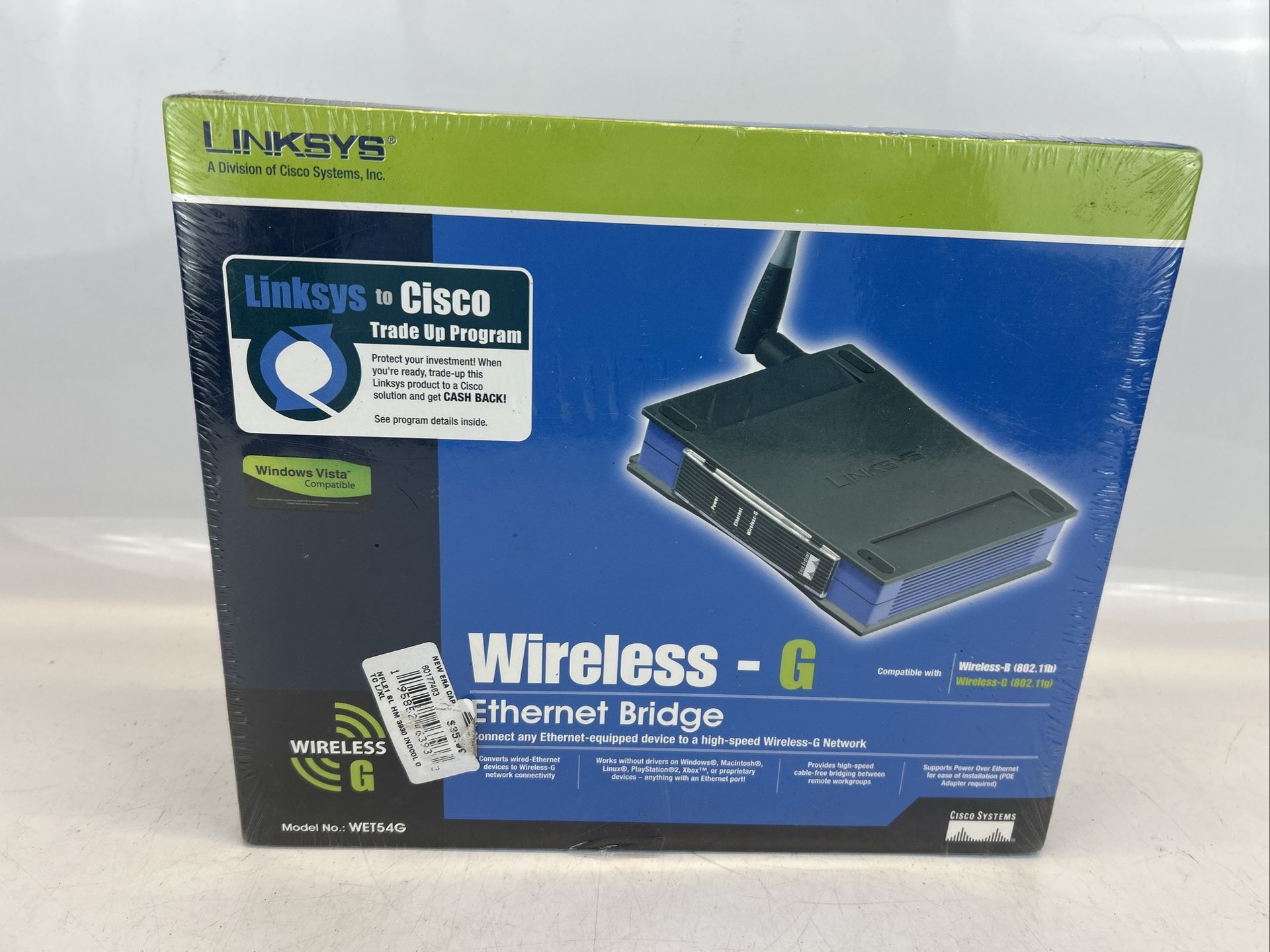 Linksys WET54G 2.4GHz 802.11g Wireless G Ethernet BRIDGE 54 Mbps- New Sealed
