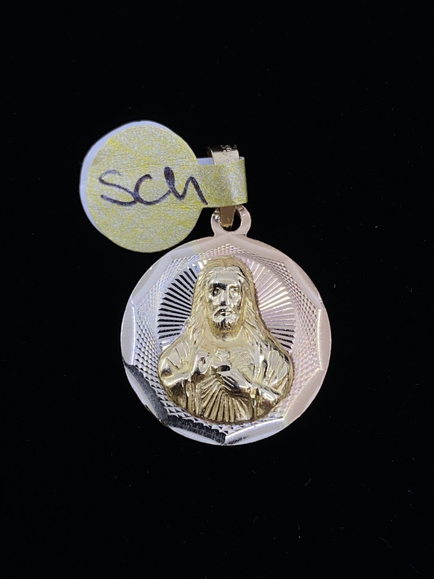 $425 Three Tone Gold Double Sided Religious Pendant Charm