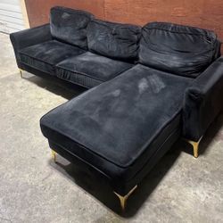 Black Velvet Sectional (Free Delivery)