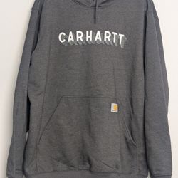 Carhartt Rain Defender Loose Fit Logo Graphic Sweatshirt Hoodie Carbon Heather Gray Men's Large Fall 2023
