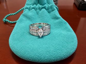 14K White Gold Natural Diamond Bridal Set