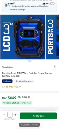 1800w generator battery power