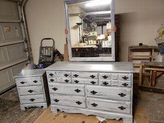 Dresser with mirror and matching nightstand