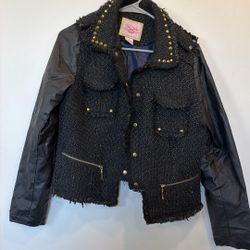 Black Leather And Gold Pink Envelope Jacket Size L