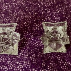 Vintage Pair of Michael C. Fina Fifth Avenue Crystal Candle Holders, Geometric, Star Design.only $10.00 for the pair