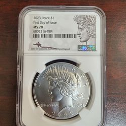 2023 Peace S$1 First Day Issue MS70 NGC