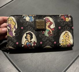 Dooney & Bourke Disney Princess Zip Wallet Black Portrait Cinderella Ariel