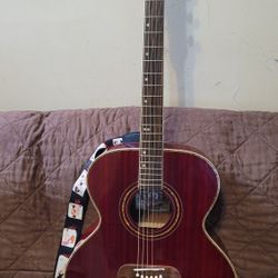 WASHBURN OSCAR SCHMIDT HAND MADE CRAFTED ACOUSTIC GUITAR MODEL OJ22TTR IN RED CHERRY COLOR. 