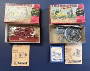 Vintage Cycle Miniatures By Enterprise Old High Wheeler & Tandem Model Kit 1954 2 Models