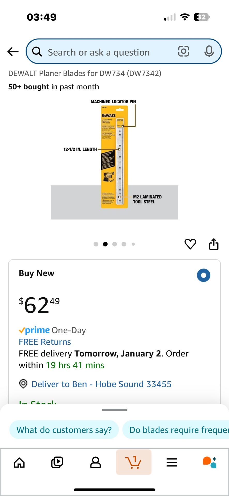 Dewalt DW-734 Replacement Planer Blades. All Unopened From , By