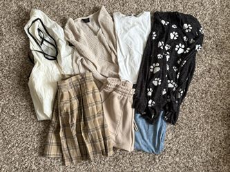 cute kawaii outfit clothes lot Medium  Women Youth Teen Girls Beige white