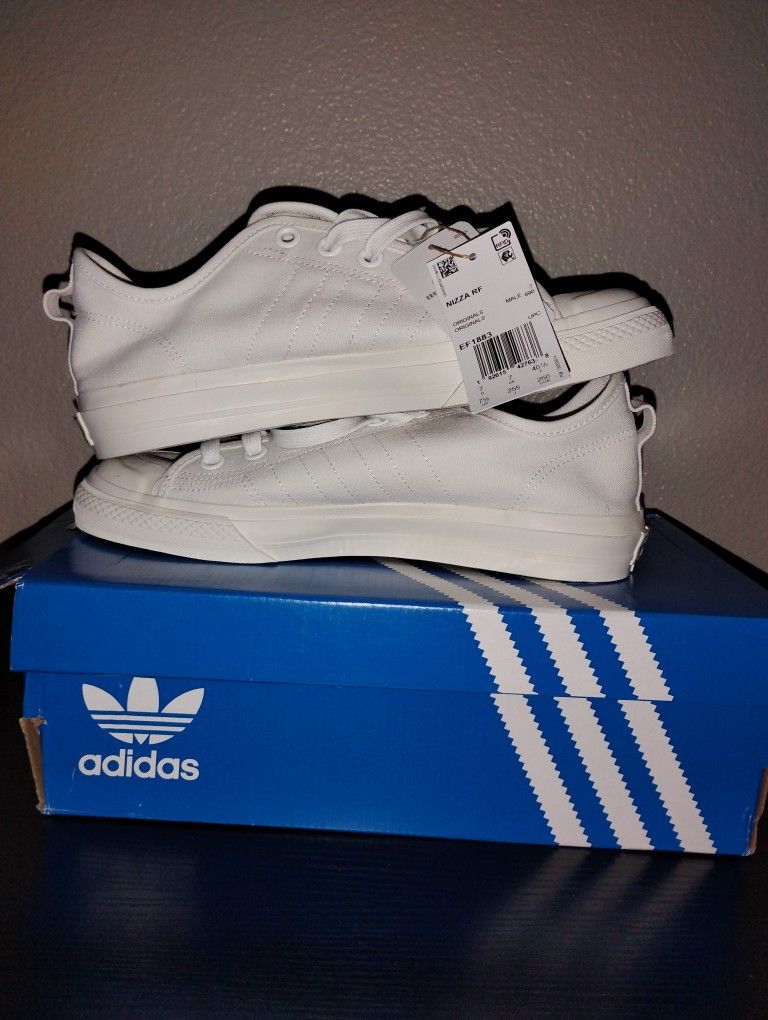 Adidas Nizza RF Men’s 7.5 All White | New in Box | Classic Low-Top Sneaker