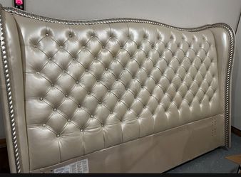White/cream color King tufted headboard