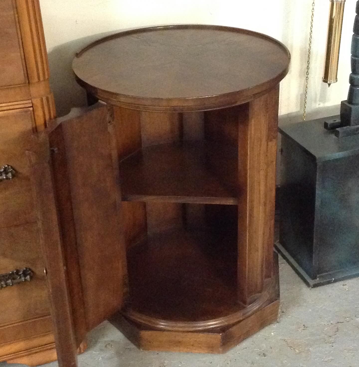 Brown Baker Drum Side Table With Storage Cabinet For Sale 🗄️