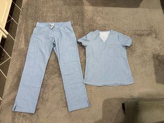 S/M FIGS Heather Denim Blue Scrub Set