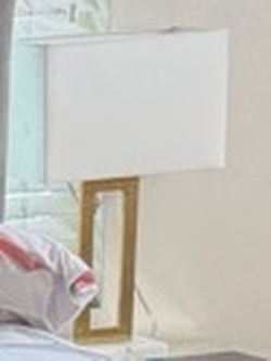 Modern White Table Lamp with Gold Base