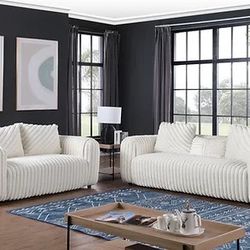 Eli White Sofa & Loveseat - Financing $10 Down🔥