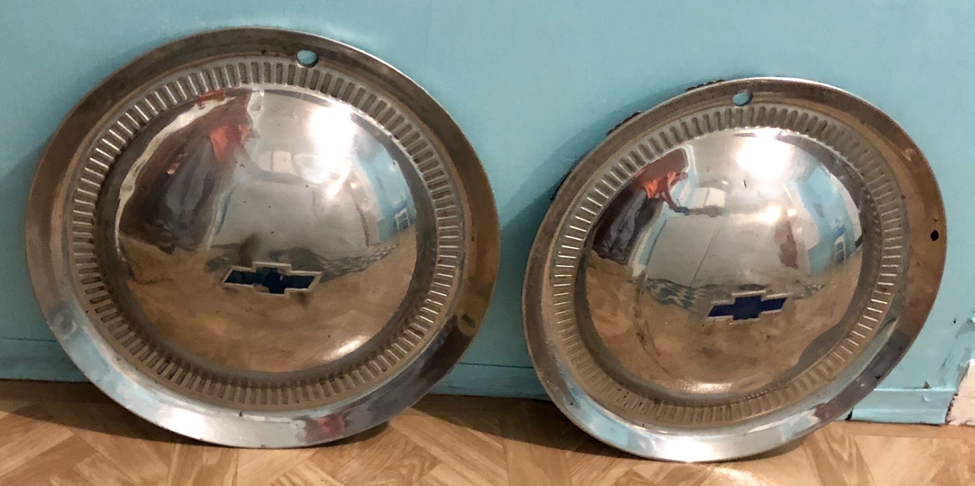 Vintage Set Of 2 1953 Chevrolet 15" Hubcaps