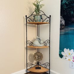 Corner Plant Stand Shelves Rattan Wrought Iron
