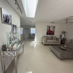 Beige Sofa, Loveseat & Accent Chair Set – Retail $4,000